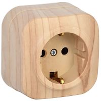 Розетка с заземлением накладная IEK Glory РС20-3-ХС 1-м. сосна картинка